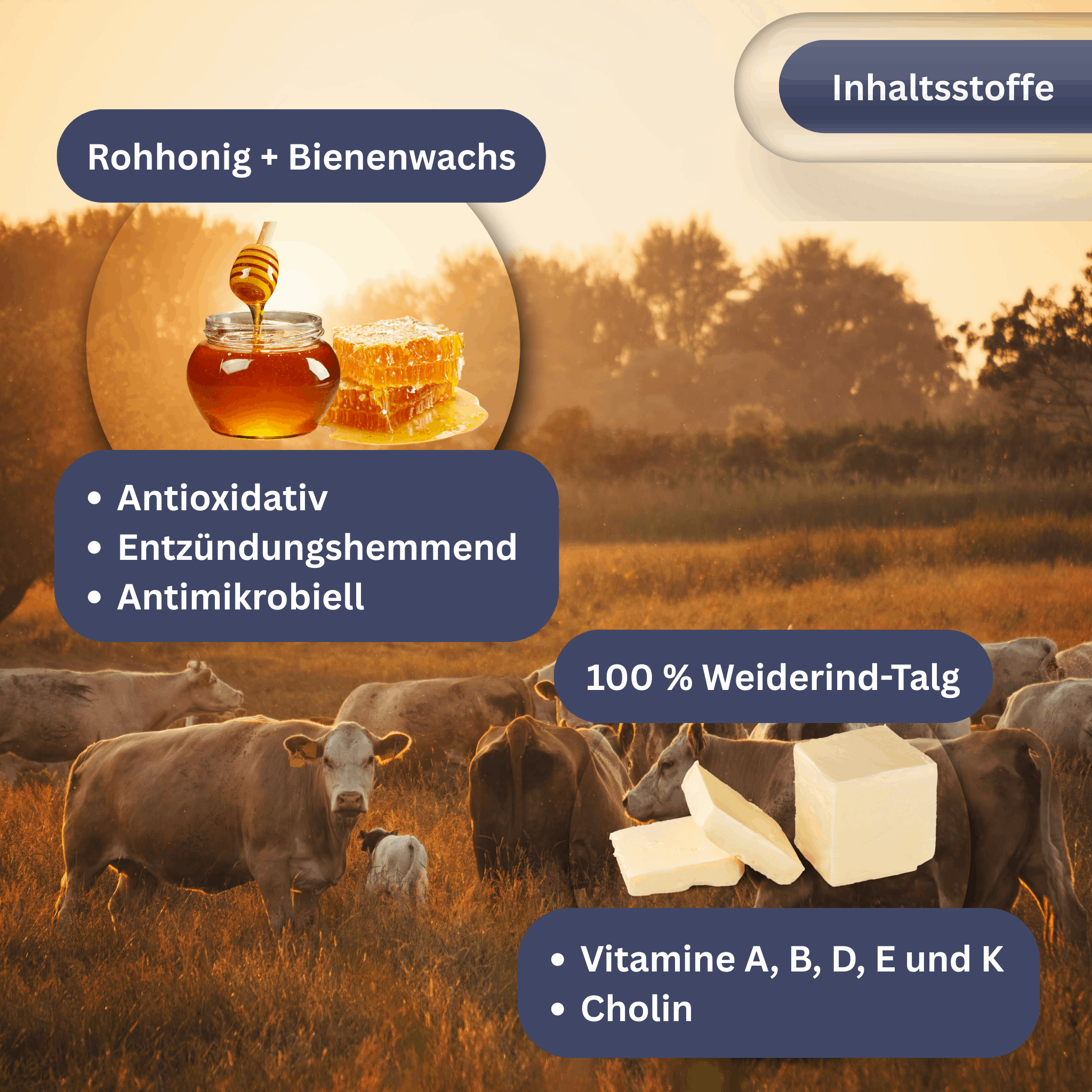Beef Tallow Moisturizer with Beeswax & Honey – 2-in-1